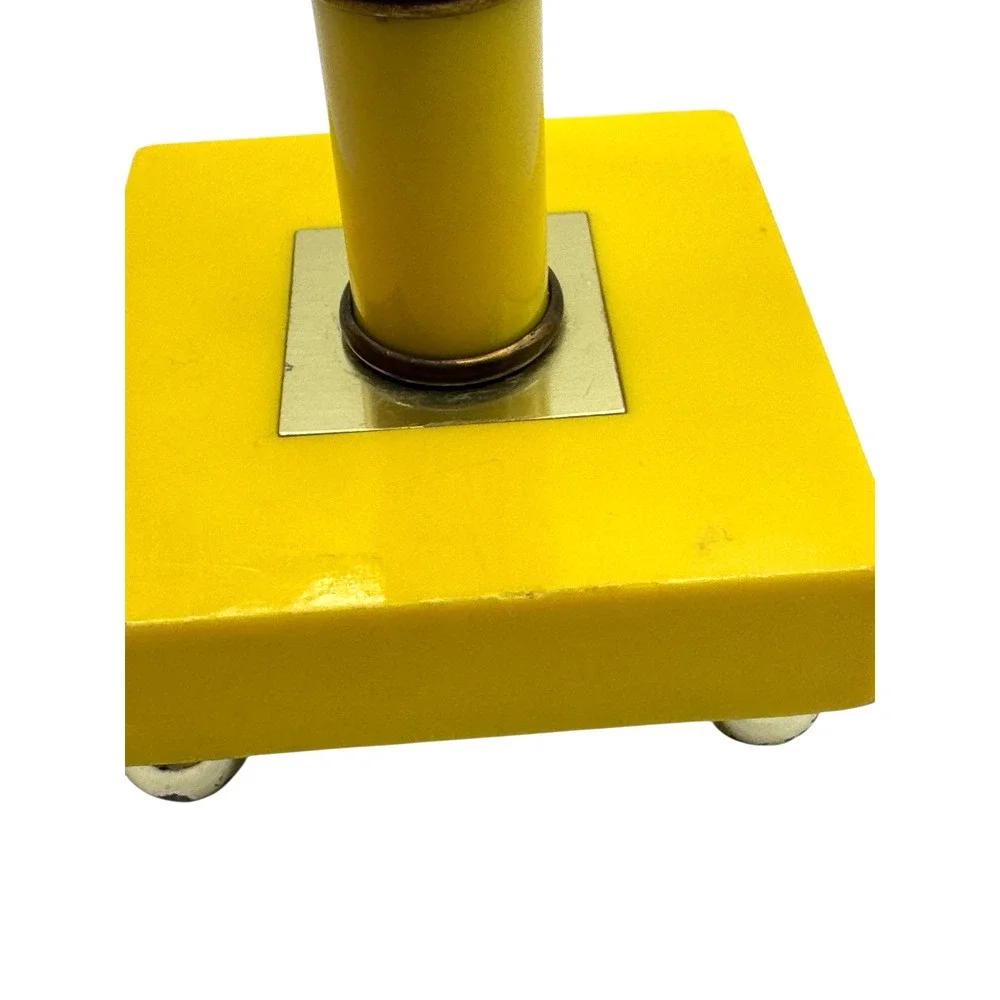 Vintage Yellow Vanity Mirror 1970s Celluloid Footed Brass 11